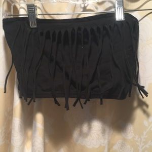 Black fringe crop top